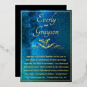 Elegant en Gold Wedding Fairy Lights Folie Uitnodiging