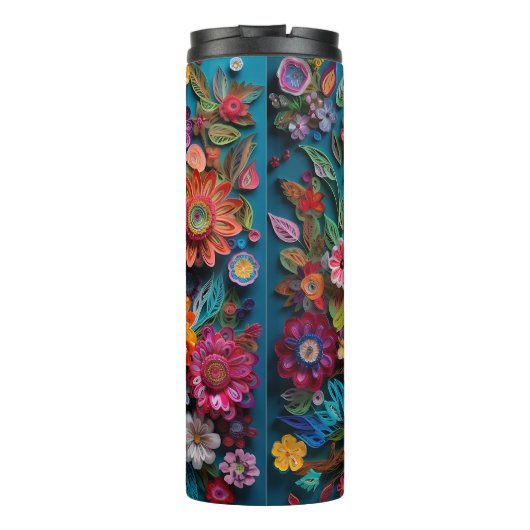 Elegant en grillig: 3D Uil Papercut Art Wrap 0n Thermosbeker (Achterkant)
