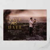 Elegant en Klassieke Foto opslaan Datum Folie Uitnodiging (Voorkant)