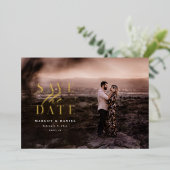 Elegant en Klassieke Foto opslaan Datum Folie Uitnodiging (Staand Voorkant)