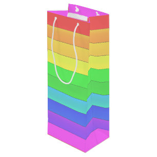 Elegant en leuk kleurrijk over regenboogstrepen wijn cadeautas