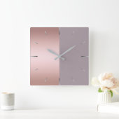 Elegant en minimaal roos goud en paars kleurenblok vierkante klok (Huis)