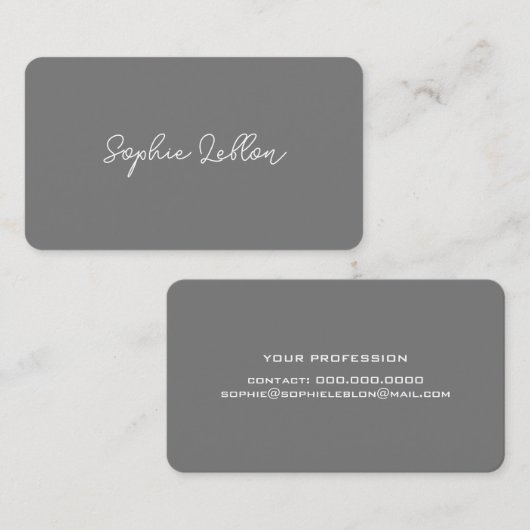 Elegant en minimalistisch eenvoudig plaatje grijs visitekaartje (Voorkant / Achterkant)