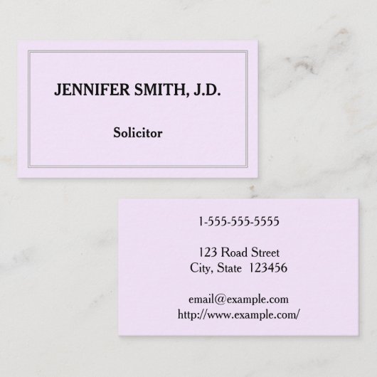 Elegant en minimalistisch solicitor Visitekaartje (Voorkant / Achterkant)