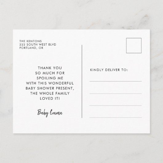 Elegant en modern Baby shower dank u Briefkaart (Achterkant)