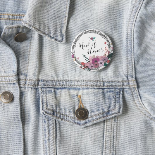 Elegant en modern bloemenmeisje ronde button 5,7 cm (In situ)