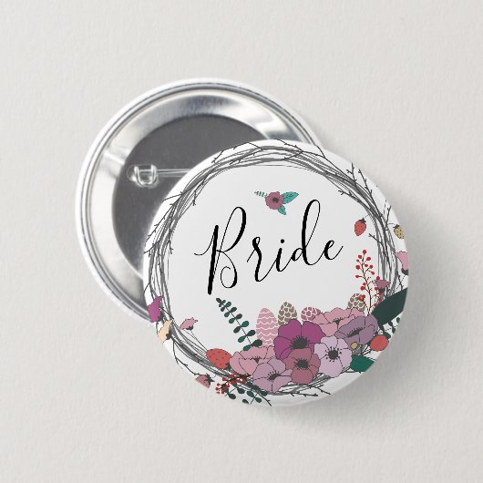 Elegant en modern bloemkruid ronde button 5,7 cm (Voorkant /achterkant)