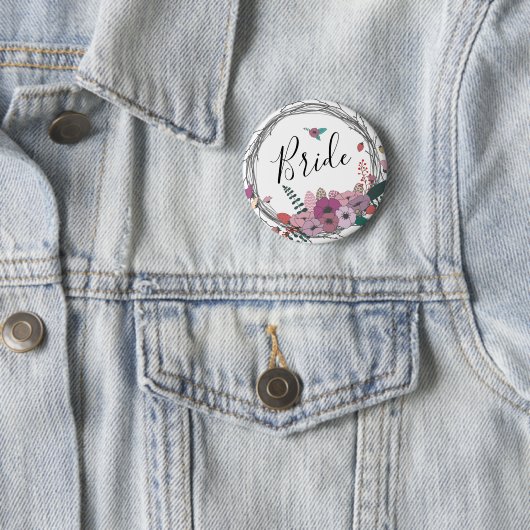 Elegant en modern bloemkruid ronde button 5,7 cm (In situ)