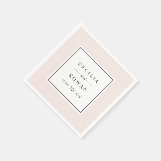 Elegant en modern Bord Roze Bruiloft Monogram Servetten (Hoek)