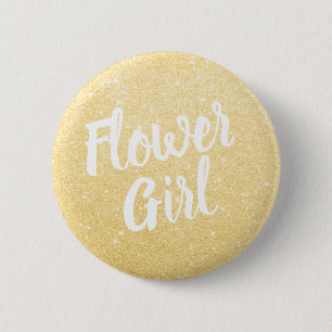 Elegant en modern goudbloemmeisje bruiloft ronde button 5,7 cm