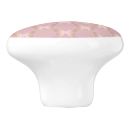 Elegant en modern roos gouden vlinder design keramische knop (Zijkant)