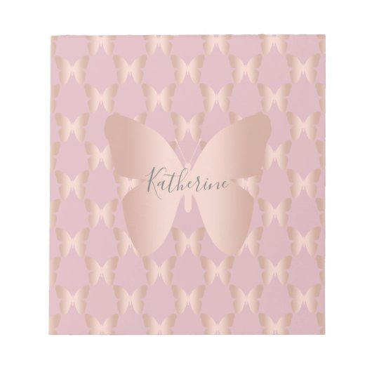 Elegant en modern roos gouden vlinder design notitieblok (Voorkant)