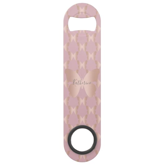 Elegant en modern roos gouden vlinder design speed flessenopener (Achterkant)