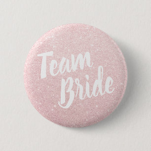 Elegant en modern roos goudglitter team bruid ronde button 5,7 cm