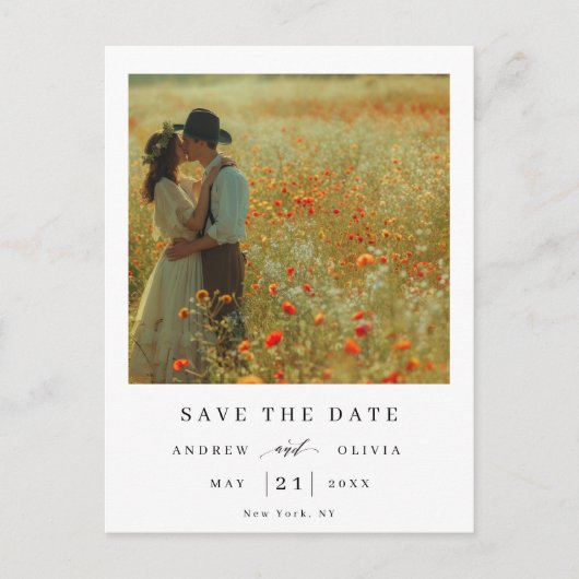 Elegant en Modern Script Wedding Save The Date Uitnodiging Briefkaart (Voorkant)