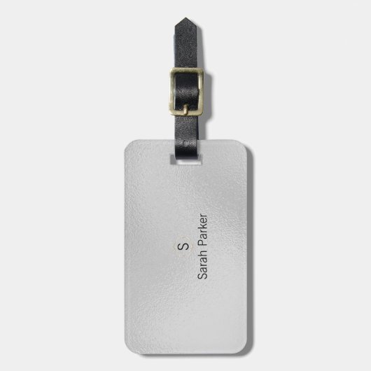Elegant en modern zilveren Acryl Bagagelabel (Voorkant verticaal)