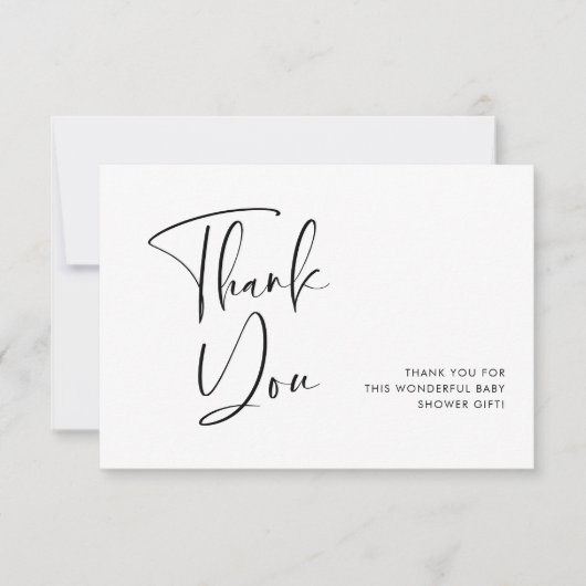 Elegant en modern zwart-wit Baby shower Bedankkaart (Voorkant)