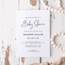 Elegant en modern zwart-wit Baby shower