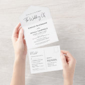 Elegant en modern zwart-wit huwelijk all in one uitnodiging (Afscheurbaar)