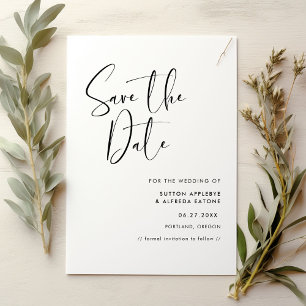 Elegant en modern zwart-wit sparen de datum save the date