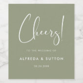 Elegant en moderne groene bruiloft wijn etiket (Enkel label)