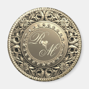 Elegant en mooi monogram magneet