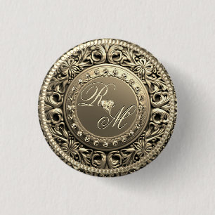Elegant en mooi monogram ronde button 3,2 cm
