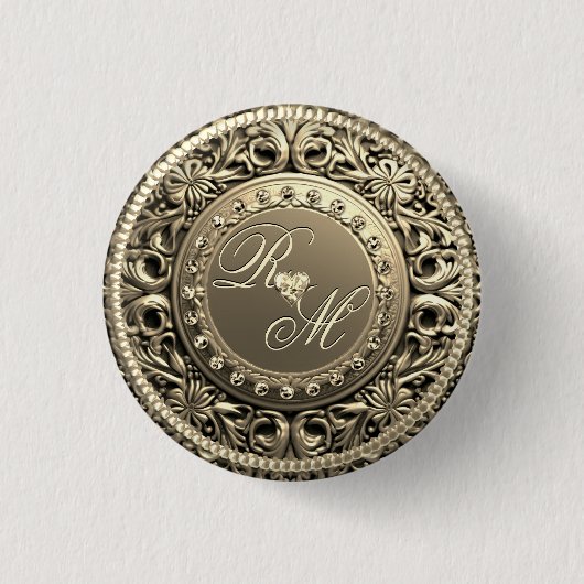 Elegant en mooi monogram ronde button 3,2 cm (Voorkant)