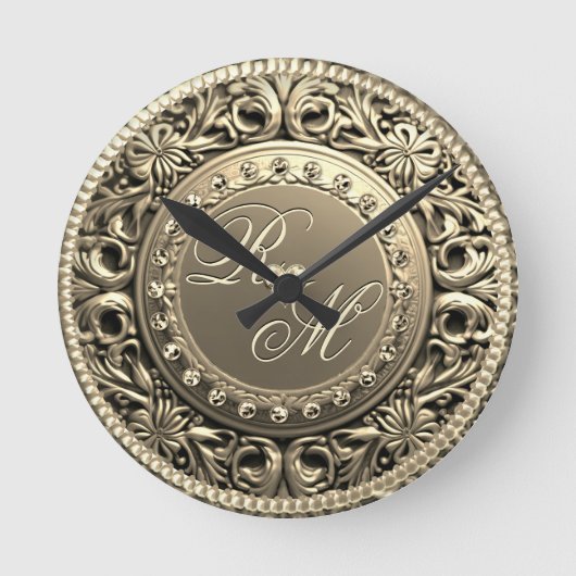 Elegant en mooi monogram ronde klok (Voorkant)