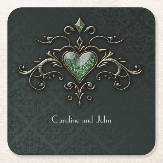 Elegant en romantisch  design. vierkante kartonnen onderzetter (Voorkant)