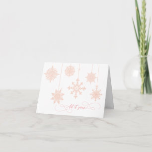 Elegant en  roze snowflakes kerstKaart Kaart