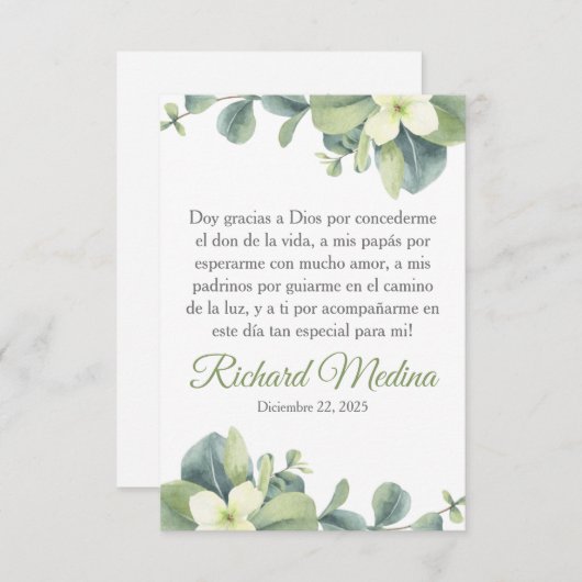 Elegant en Schattige groen blad in het Spaans Bedankkaart (Voorkant / Achterkant)