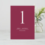 Elegant en Simple Burgundy Berry Table Number (Staand voorkant)