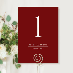 Elegant en Simple Burgundy Red Table Number