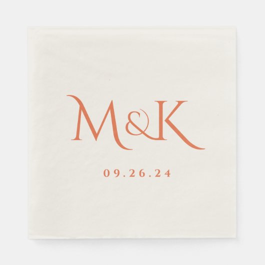 Elegant en Simple Burnt Oranje Wedding Monogram Servet (Voorkant)