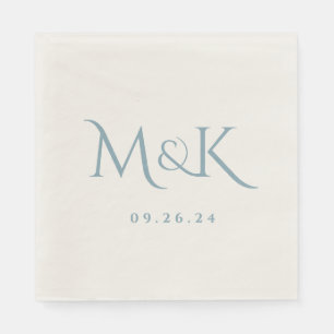 Elegant en Simple Dusty Blue Wedding Monogram Servet