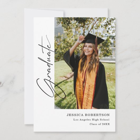 Elegant en Simple Photo Afstuderen Kaart (Voorkant)