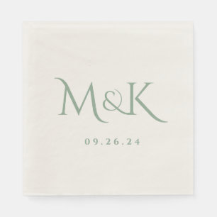 Elegant en Simple Sage Green Wedding Monogram Servet