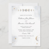 Elegant en Simple, Waterverf Celestial Wedding Kaart (Voorkant)