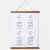 Elegant en Simple Wedding Hanging Seating Chart Hangend Wandkleed (Voorkant)