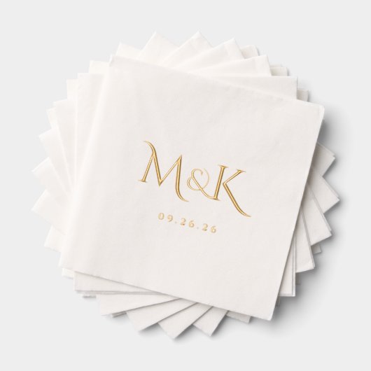 Elegant en Simple Wedding Monogram Folie Servetten (Insitu (Gestapeld))