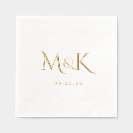 Elegant en Simple Wedding Monogram Folie Servetten (Voorkant)
