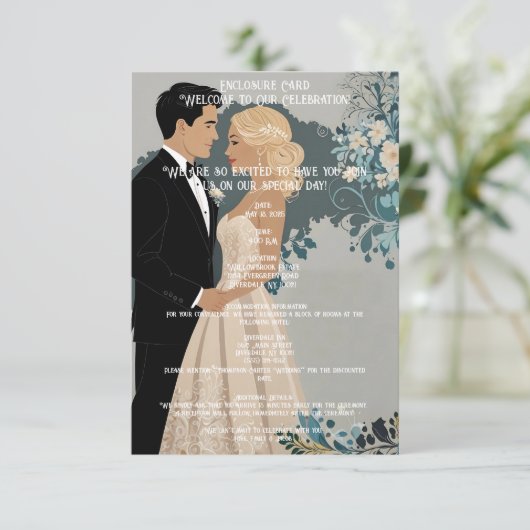 Elegant en tijdloos bruiloft uitnodiging ontwerp informatiekaartje (Staand voorkant)