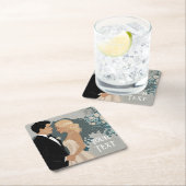 Elegant en tijdloos bruiloft uitnodiging ontwerp vierkante kartonnen onderzetter (Insitu)