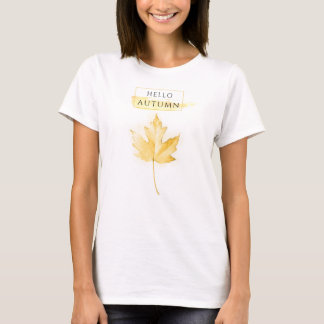 Elegant en Trendy Golden Autumn Leaf Drawing T-shirt