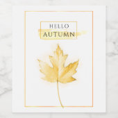 Elegant en Trendy Golden Autumn Leaf Drawing Wijn Etiket (Enkel label)