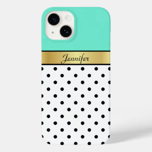 Elegant en uniek lichtgroen Turquoise Polka Dot Case-Mate iPhone 14 Hoesje