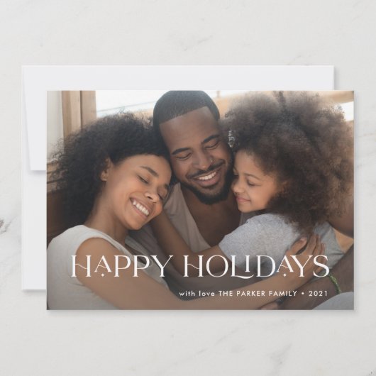 Elegant en vrolijke feestdagen | Eén foto Navyblau Feestdagenkaart (Voorkant)