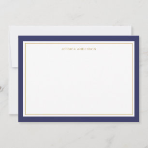Elegant en vrouwelijke marinegouden grens, op maat notitiekaartje
