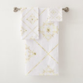 ELEGANT EN  WITTE GOLD BATHROOM TOWEL SET BAD HANDDOEK (Insitu)